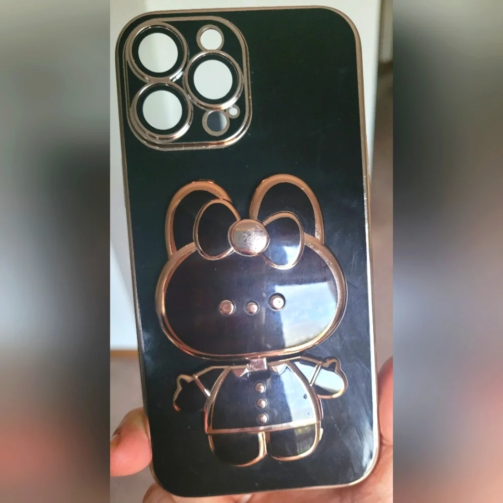 Iphone case With Mirror Black& Gold